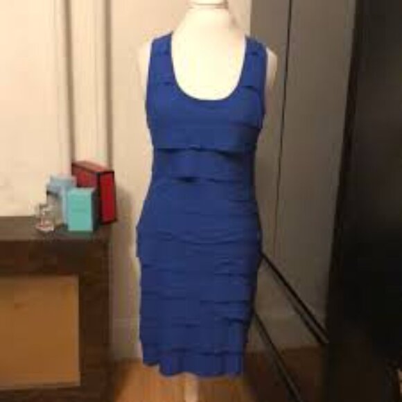 Calvin Klein Royal Blue Layered Sheath Dress – Size 8 - Picture 1 of 5
